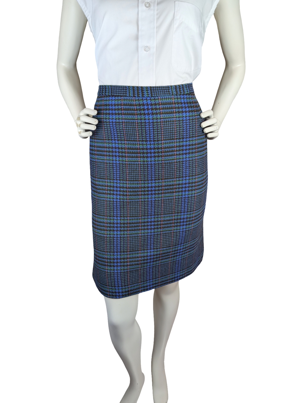 Vintage Yves Saint Laurent Rive Gauche Plaid Wool Skirt Made in France Fits L/XL